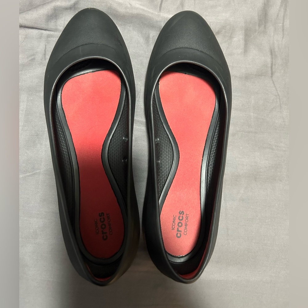 Black Crocs Ballet Flats Size 8